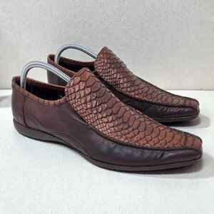 Aldo Snakeskin Brown Leather Loafers Pointed Toe Mens Size 9 (42) Romania